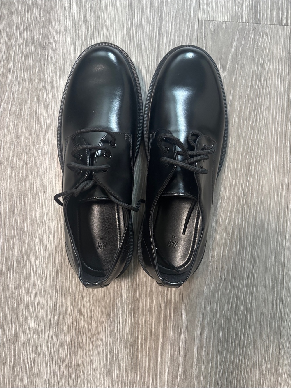 H&M Men's Black Leather Derby Shoes